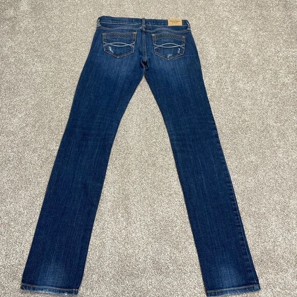Abercrombie & Fitch womens distress skinny jeans sz 0 25x31 blue jeans denim - Picture 2 of 12